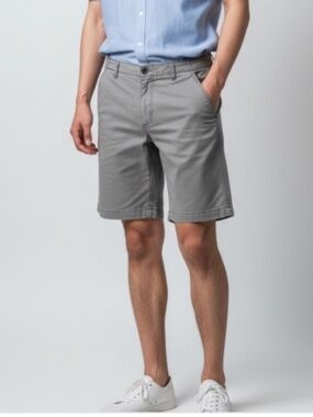 Plugg Men's Flat Front Chino Shorts in Light Gray